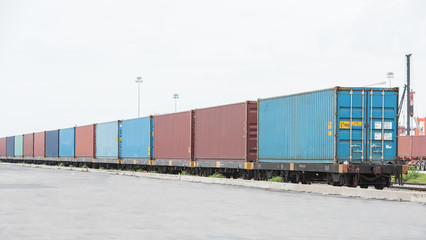 Fototapeta premium Train cargo container 40FT. Parking in the container