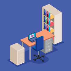 Fototapeta premium office workplace with desk and laptop scene