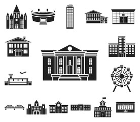 Fototapeta premium Building repair black icons in set collection for design.Building material and tools vector symbol stock web illustration.