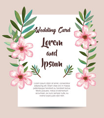 invitation card with beautiful flowers and leafs