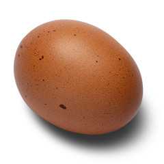 brown chicken eggs closeup isolated on white background