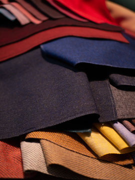 Various colored fabric samples