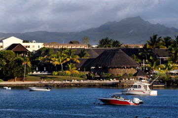 Beach in Mauritius view from the sea