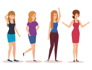 Fototapeta premium group of girls avatars characters