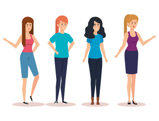 Obraz premium group of girls avatars characters