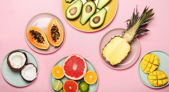 Tropical Fruits Minimal Table Setting