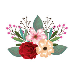 beautiful flowers and leafs decoration