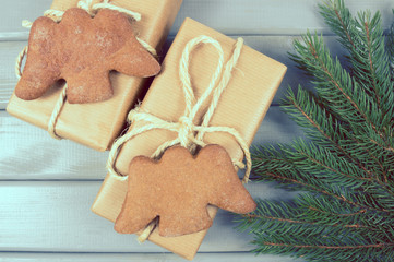 Christmas composition, background. A place for an inscription.