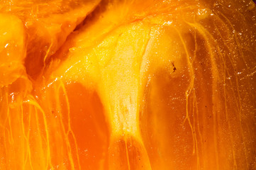 Detailansicht einer aufgeschnittenen Kakifrucht