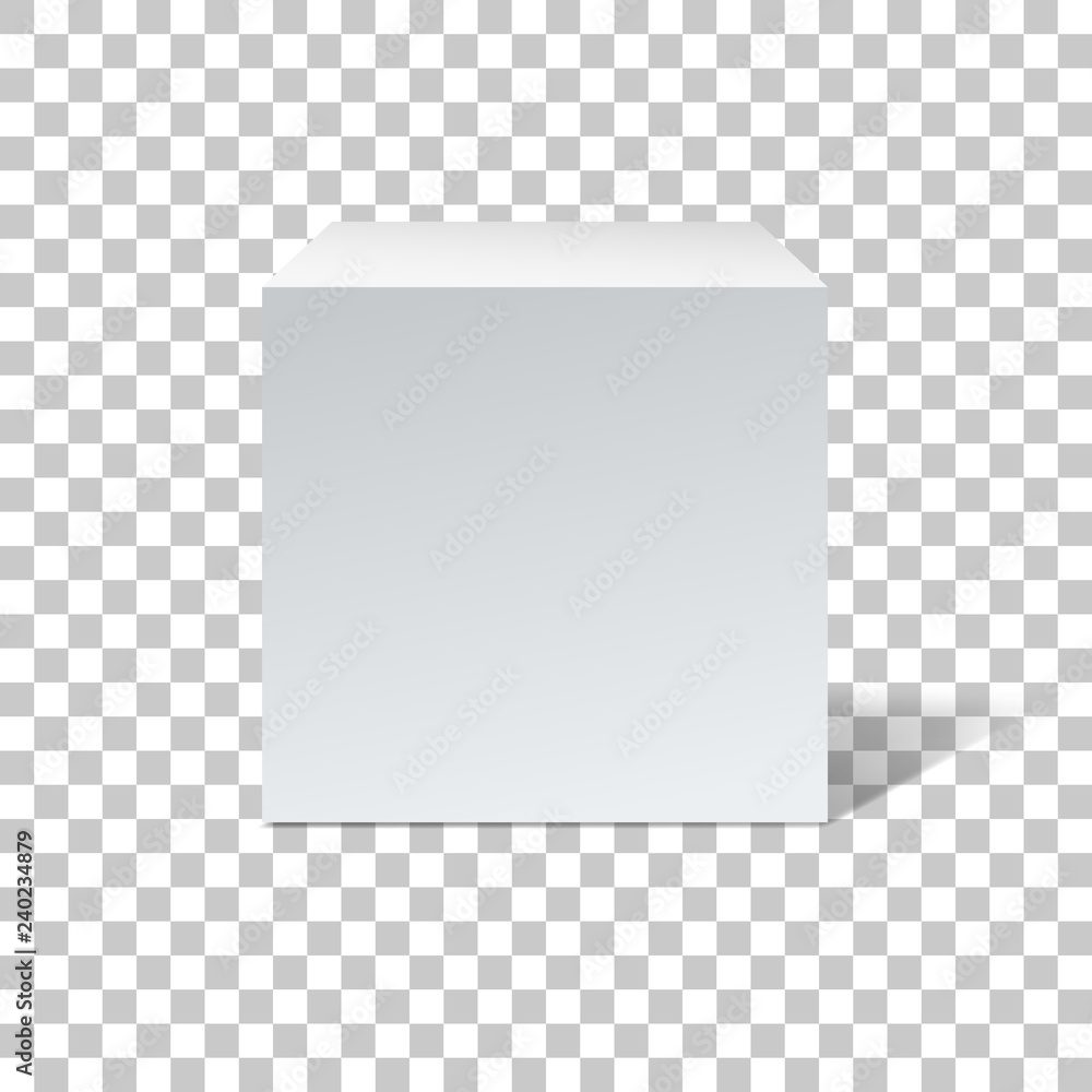 Poster white cube, box with shadow isolated on transparent background