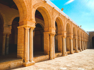 Fototapeta premium Arches of the Grand Mosque Kairouan, Tunesia