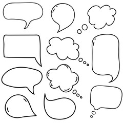 Set of cute retro hand drawn cloud, doodle vector illustration