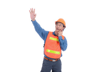Engineer on white isolated background.