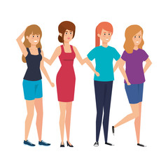 Fototapeta premium group of girls avatars characters