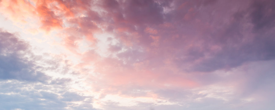 Colorful clouds in evening sky, natural photo