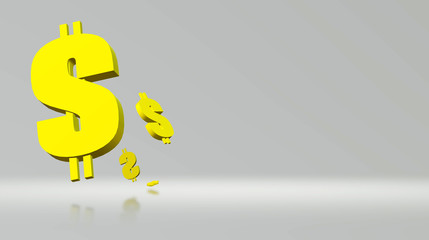 3D Dollar icon gold colour for content business idea.