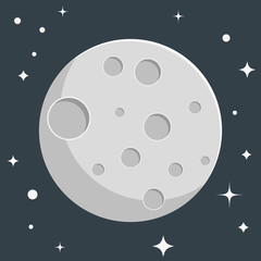 Moon flat design with stars