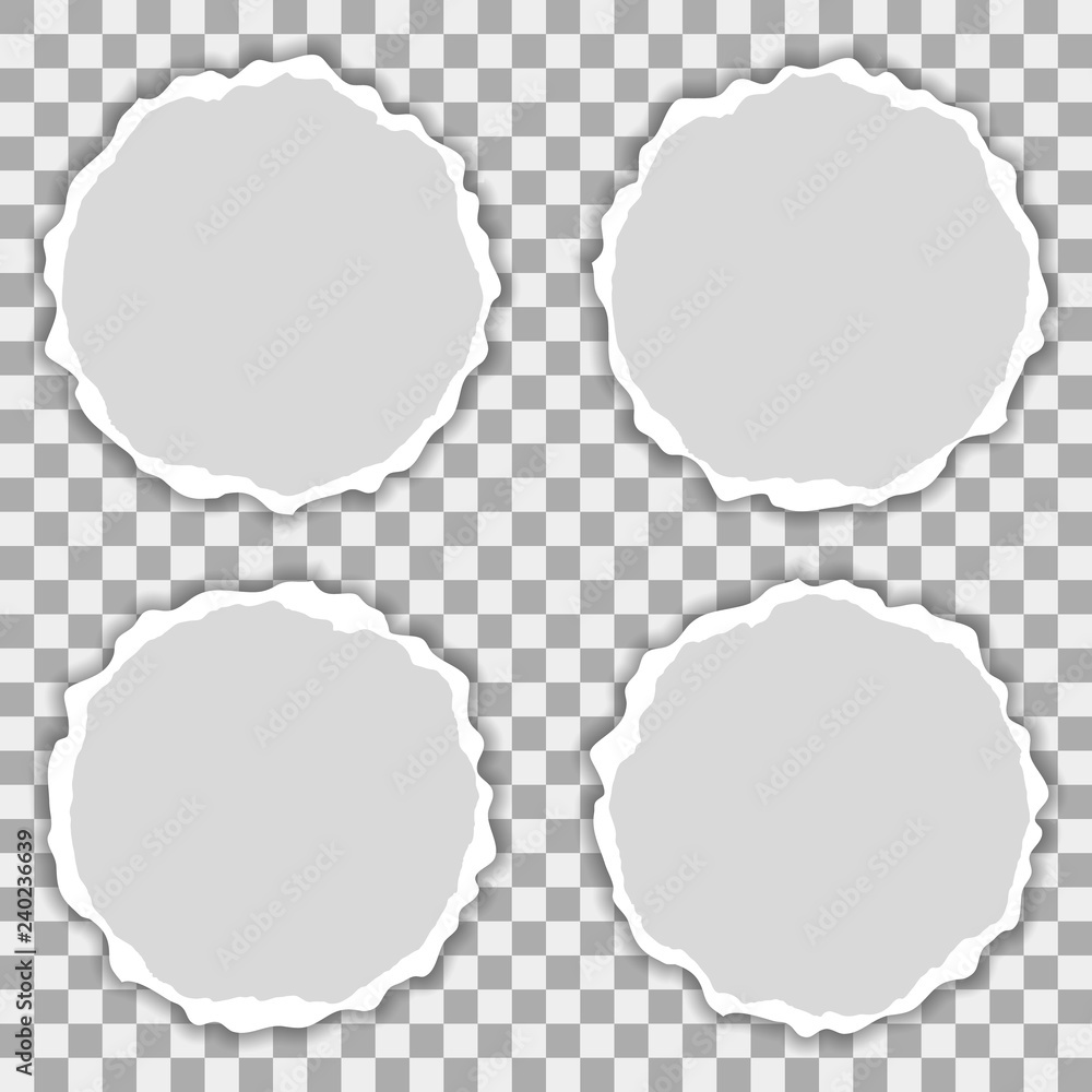 Poster torn paper realistic vector circle banner isolated on transparent background. paper strip with teare