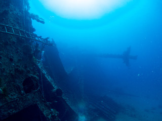 sunken ship with under the sea