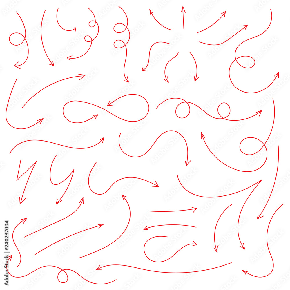 Poster arrows and abstract shapes doodle writing design vector set