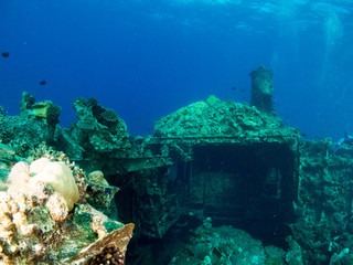 sunken ship with under the sea