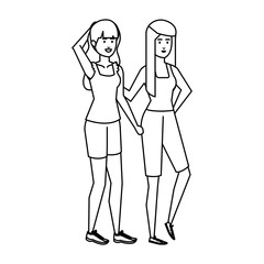 couple businesswomen avatars characters