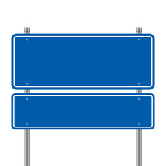 Side road blank blue sign. 3d illustration isolated on white background
