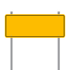 Side road blank yellow sign. 3d illustration isolated on white background