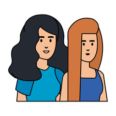 Fototapeta premium couple businesswomen avatars characters