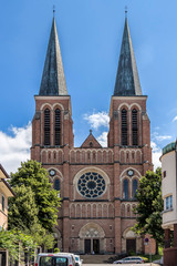 Fototapeta na wymiar Bregenz Kirchtürme der Pfarrkirche Herz Jesu 