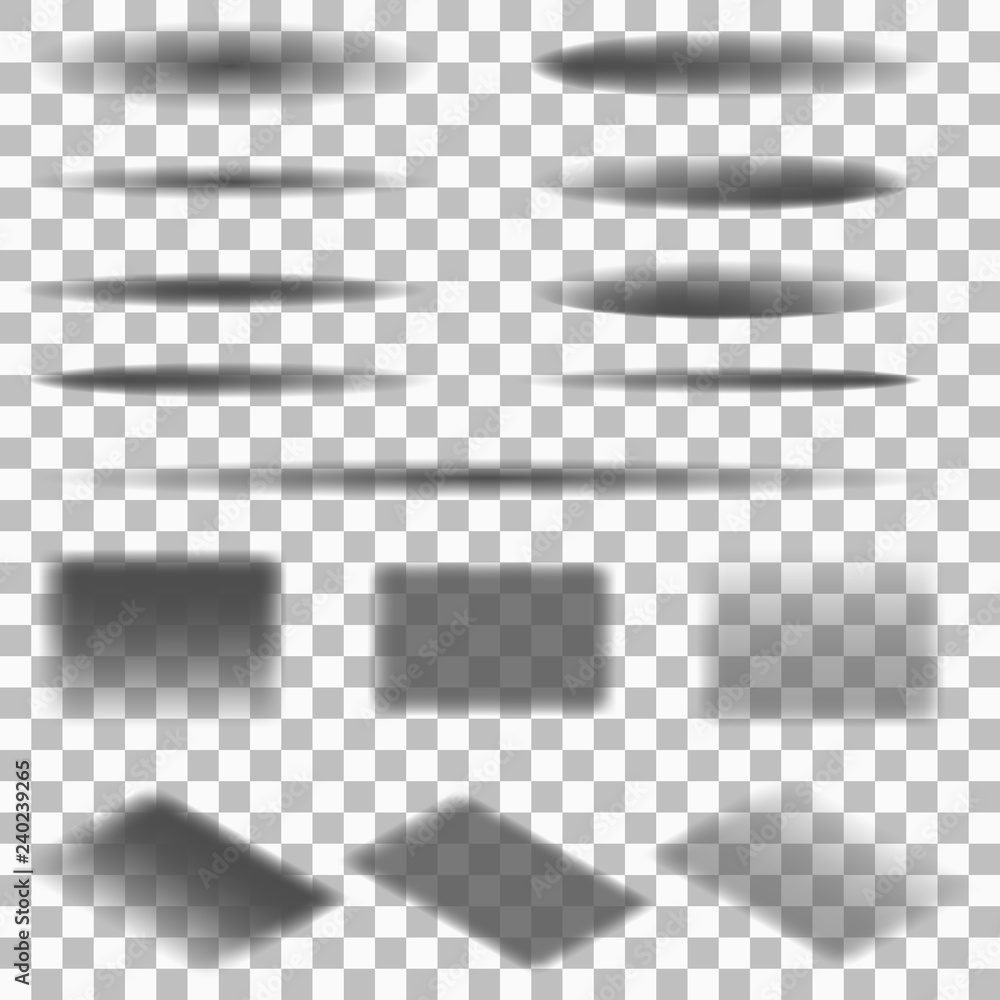 Aufkleber vector shadows isolated. set of round and square shadow effects.