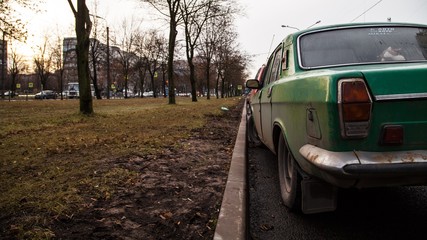 Old green car