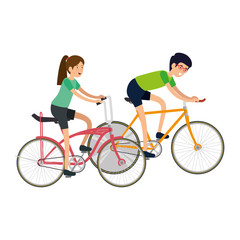 couple in bicycle traveling