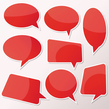 Vector stickers thought, speech bubbles, banner, label, cloud. Coupon sale, offers and promotions vector template. Talk balloon. Quote box. Text, information frame. Banner and badge.