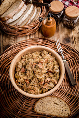 Bigos - stewed cabbage with meat,dried mushrooms and smoked sausage.