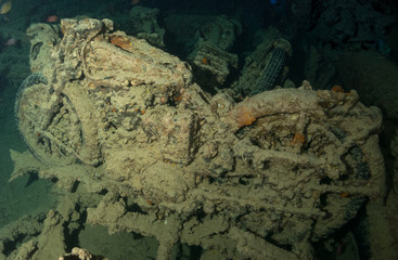 sunken ship with under the sea