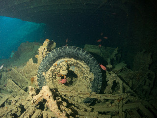 sunken ship with under the sea