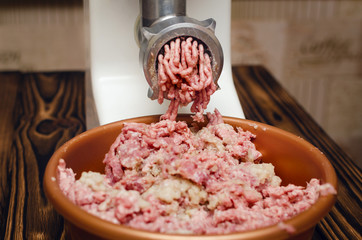 Process of preparation of a minced meat by means of an electric meat grinder