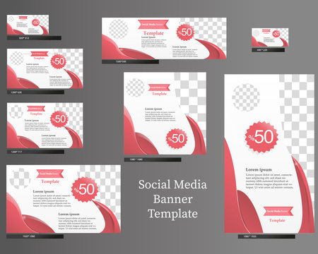 Social media banner template set with copy space and free space for image and logo
