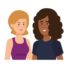 couple businesswomen avatars characters