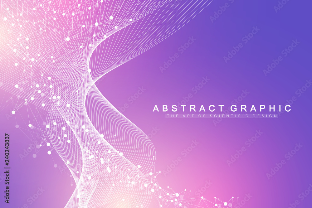 Aufkleber big genomic data visualization. dna helix, dna strand, dna test. molecule or atom, neurons. abstract