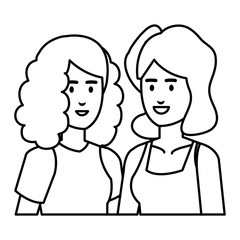 couple businesswomen avatars characters