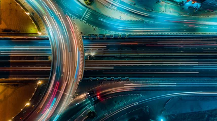 Foto op Plexiglas Snelweg bovenaanzicht, wegverkeer een belangrijke infrastructuur © AUUSanAKUL+