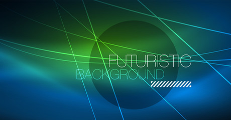 Neon glowing magic background, neon banner, night sky wallpaper. Magic light effect. Christmas abstract pattern.