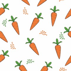 Seamless pattern with carrots and leaves
