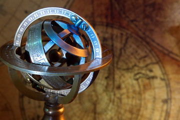 Old Zodiac globe,astrological.Vintage map and retro style