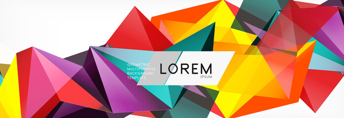 Triangle 3d polygonal art style. Future geometric design. Vector geometry futuristic illustration