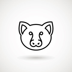 Pig line icon. logo Piglet face with smile in outline style. Icon of Cartoon pig head with smile. Chinese New Year 2019. Zodiac. Chinese traditional Design, decoration Vector illustration.