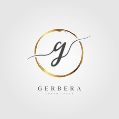 Elegant Initial Letter G Logo With Gold Circle Brushed