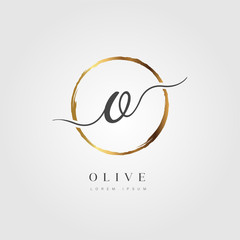 Elegant Initial Letter O Logo With Gold Circle Brushed